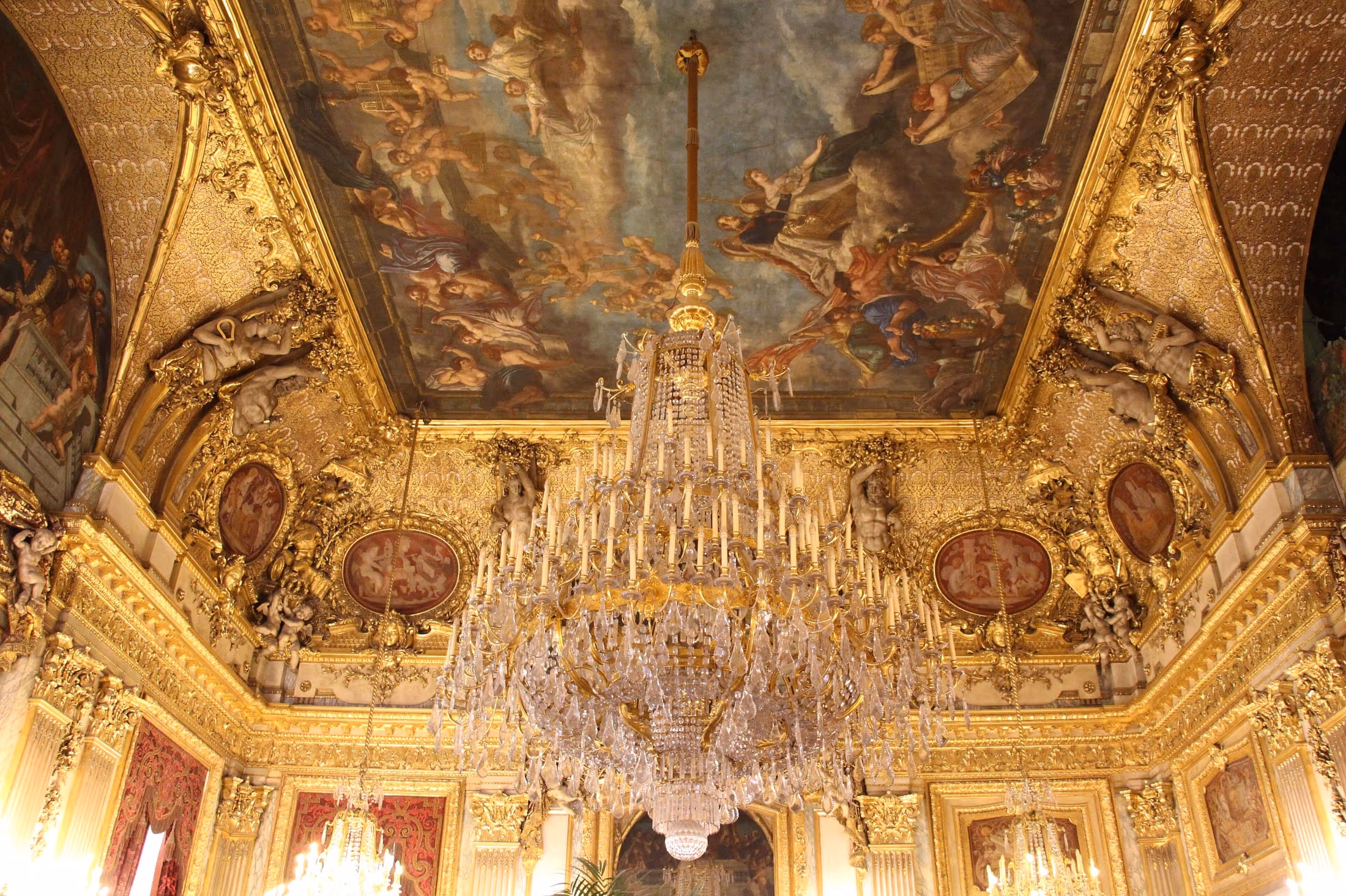 The gilded reception rooms of the Napoleon III apartments in the Richelieu wing